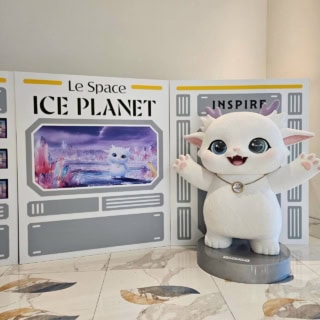 こちらがアイスプラネットという映像作品の主役、Yeti。白いフワフワしたオッドアイの生き物です。ここを出るころにはあなたもこの子を好きになっています。