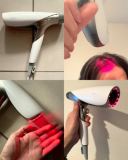 史上初のLLLT搭載ヘアドライヤー。海外では薄毛治療にも使われているんだとか。ドライヤーで頭皮の内側からケアできるなんてすごい時代になったもんです。シャインリバースヘアドライヤー ジュエル ￥55,000（ステラボーテ）