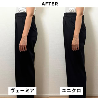 【最終比較】ユニクロ着用(お肉を潰さない自然ななめらかさ)、ヴェーミア着用(上腹部から劇的に引き締める圧倒的なフラット感)。シーンやボトムスに合わせて賢く使い分けるのが正解!