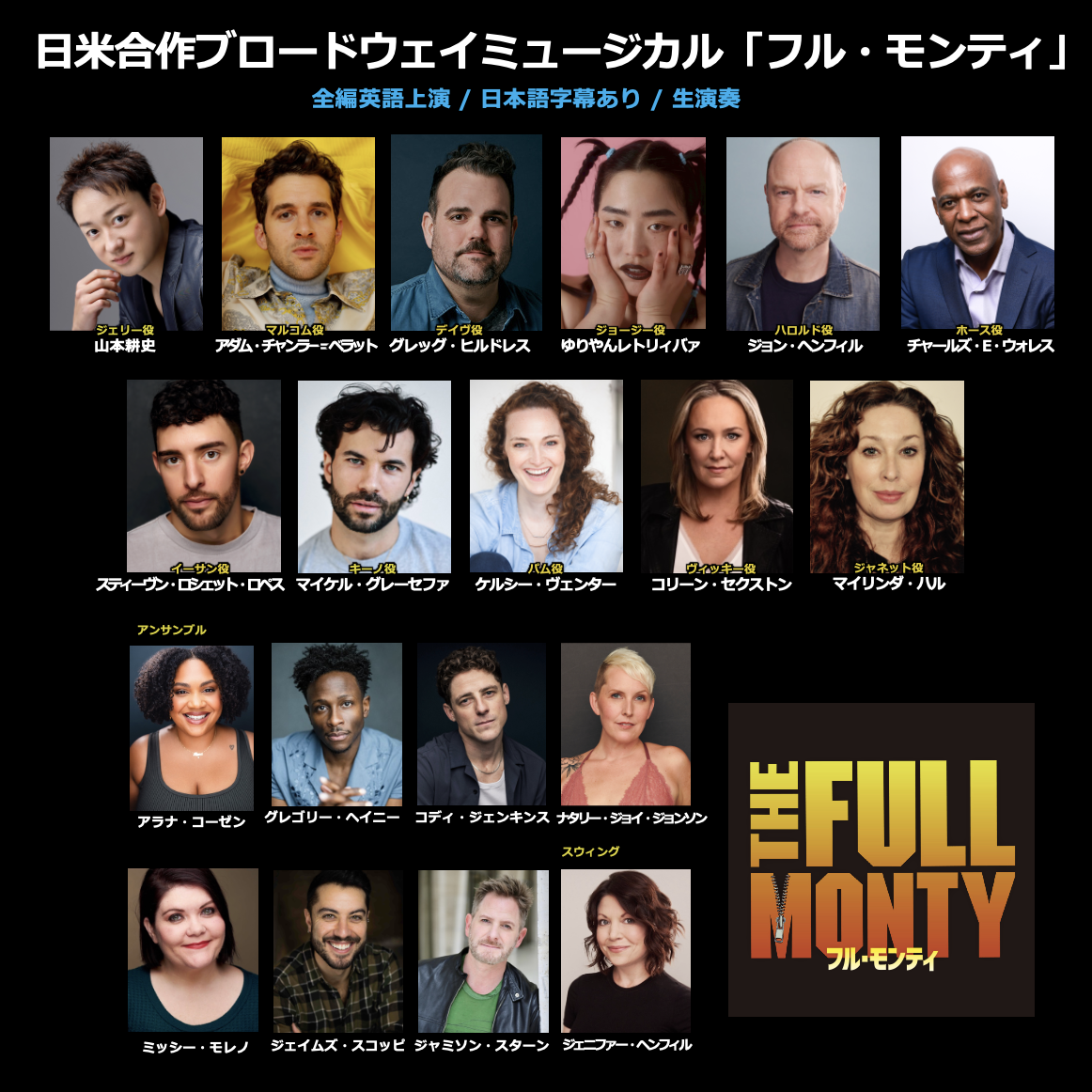 日米合作ブロードウェイミュージカル「フル・モンティ」 演出：トレイ・エレット／脚本：テレンス・マクナリー／作詞・作曲：デイヴィッド・ヤズベック／出演：山本耕史、Adam Chanler-Berat、Greg Hildreth、ゆりやんレトリィバァ、John Hemphil　ほか 原作：映画『フル・モンティ』（97）　ディズニープラス「スター」にて配信中