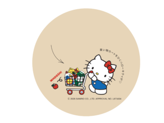 買い物カートをひくハローキティが♡