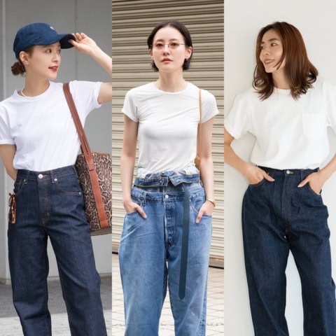 「今季はコンパクトサイズが気になります」おしゃれな40代の【白T&デニム】スナップ3選