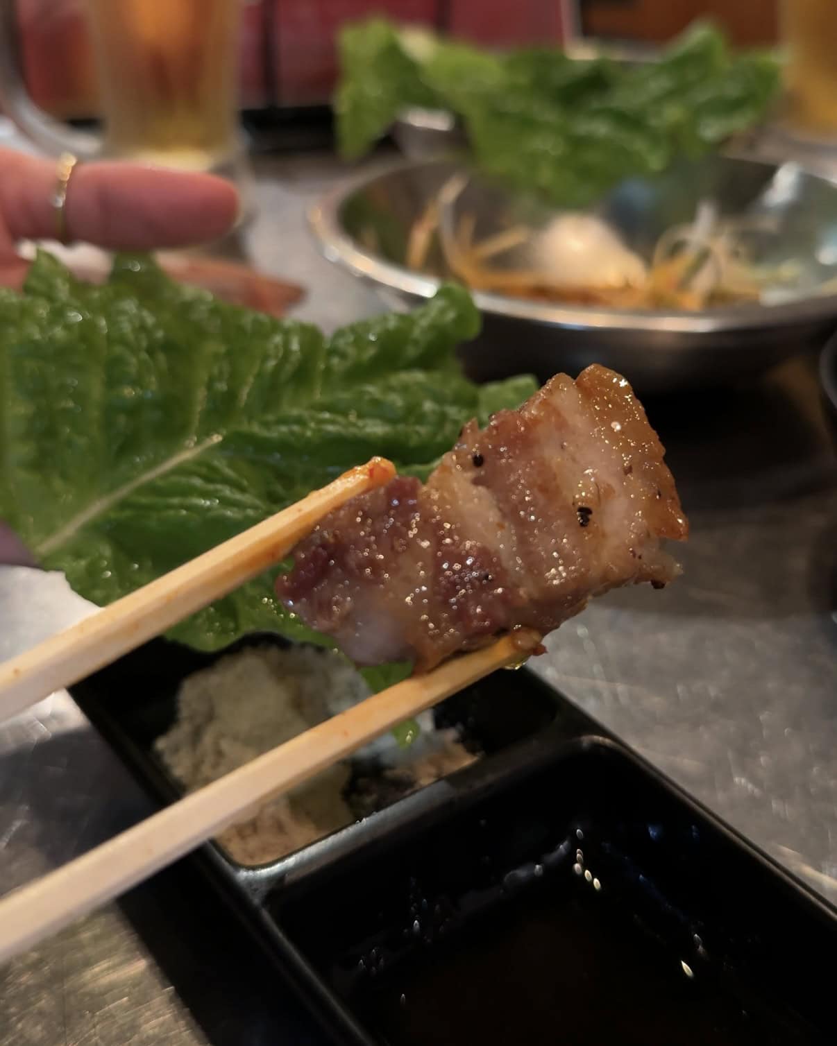 サムギョプサルがこんがり焼けました