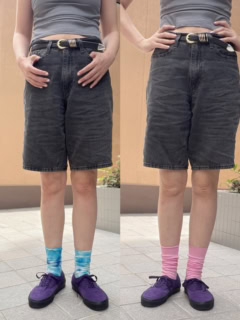 ハーフパンツだと、遊びのある足元も映えますよね！