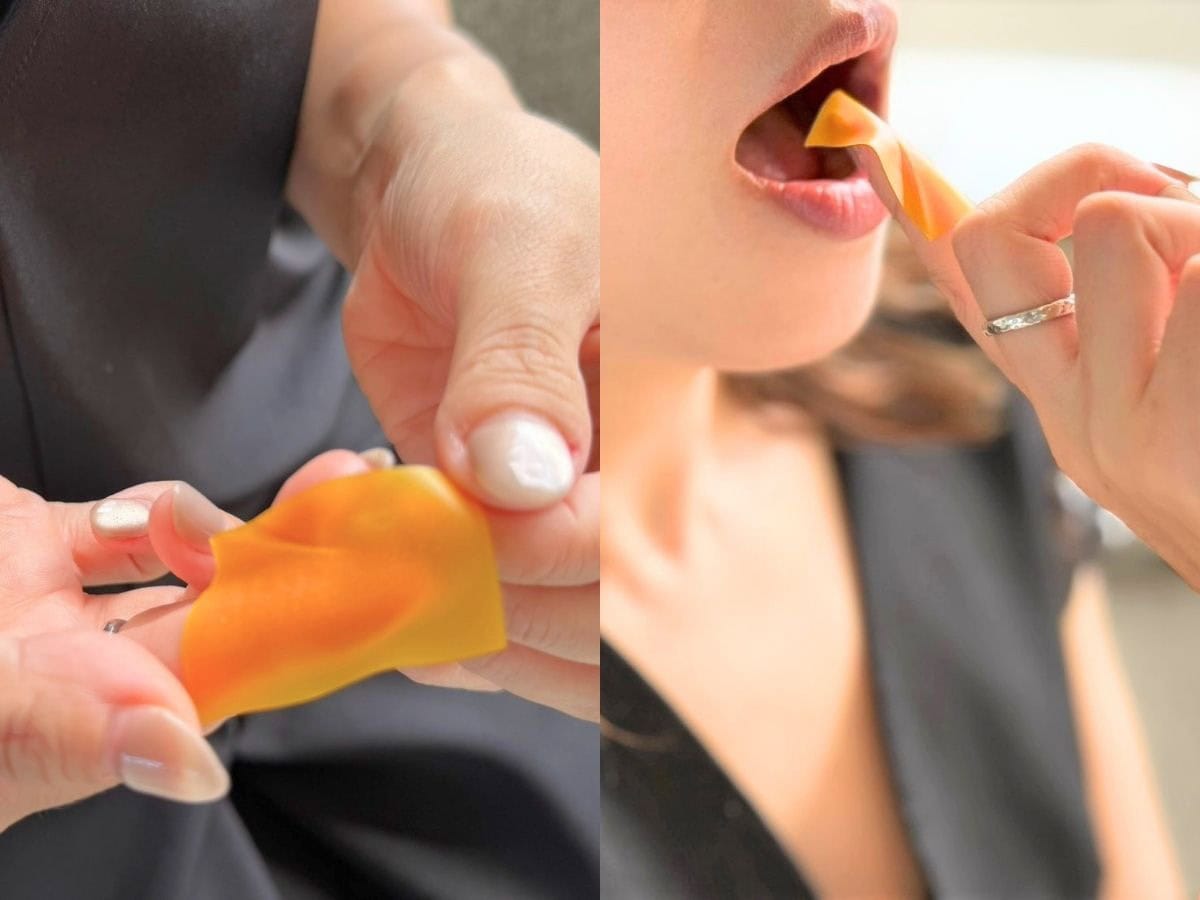 上あごに張り付け。手が濡れていたりすると貼り付けにくいので注意！