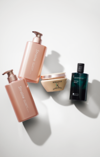 右からLa CASTA エーデルワイス ヘアソープ バランス、KÉRASTASE マスク クリーム ハイドラグレイズ、Straine STRAIGHT SHAMPOO SOFT、同 TREATMENT
