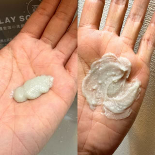 なめらかなテクスチャーを伸ばすと、良質な泥由来の細かな微粒子が。この成分のおかげで、ほんの少量でも驚くほど豊かな泡立ちを実現します。