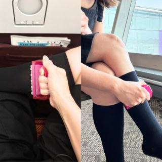 機内はもちろん、トランジットの待ち時間にも欠かせない私の相棒!足だけじゃなく、腕や首にもコロコロ。同じフライトの外国人の方に「それいいね!」と声をかけられました(笑)