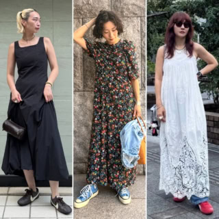 【40代スナップ7選】夏の終わりはレディなワンピを「スニーカーで外す」のが最高におしゃれです