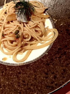 この日の【本日のパスタ】は、真鰺とういきょうの白ワインソース トマトの軽いラグー。優しい味わいの大人のパスタでした