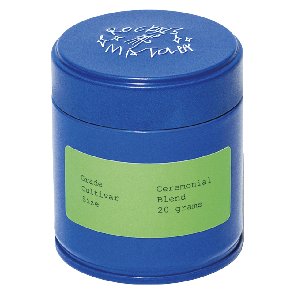 ギフトにも映える抹茶缶。セレモニアルブレンド20グラム$36