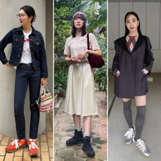そろそろ秋。メタリック、レトロ、ゴツめ…「主役級スニーカー」が欲しい！【40代スナップ7選】