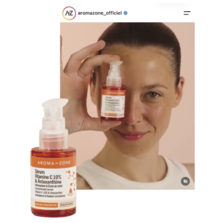 コスパも◎。Vitamin C 10% & Astaxanthin Serum 30mL 6.63€ 「www.aroma-zone.com」で購入可。