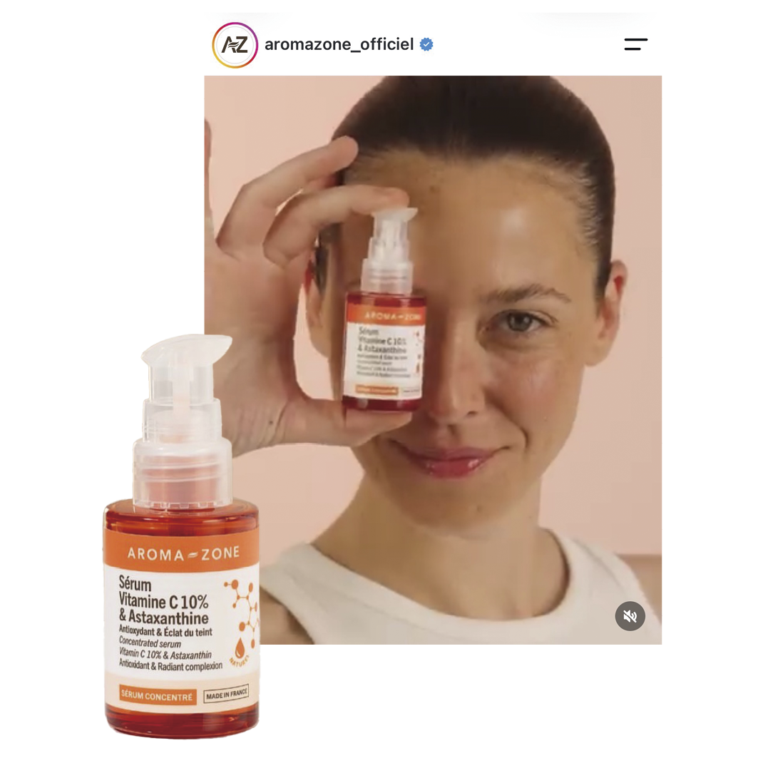 コスパも◎。Vitamin C 10% & Astaxanthin Serum 30mL 6.63€ 「www.aroma-zone.com」で購入可。