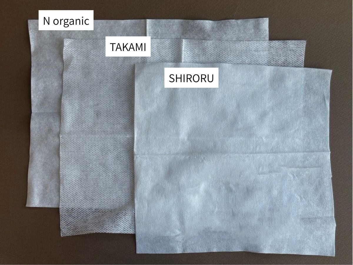 SHIRORUは正方形ですがTAKAMIとN organicは長方形。