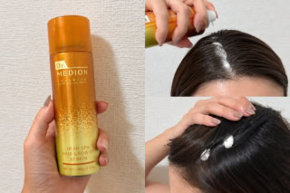 爽やかな香りが爽快なので、起きたてに使うと自然と目が覚めます!噴射具合も気持ちよく、朝晩どちらにも心地よく使えて病みつき!ヘッドスパ ヘアグロースセラム 100g ¥9,900(ドクター メディオン)