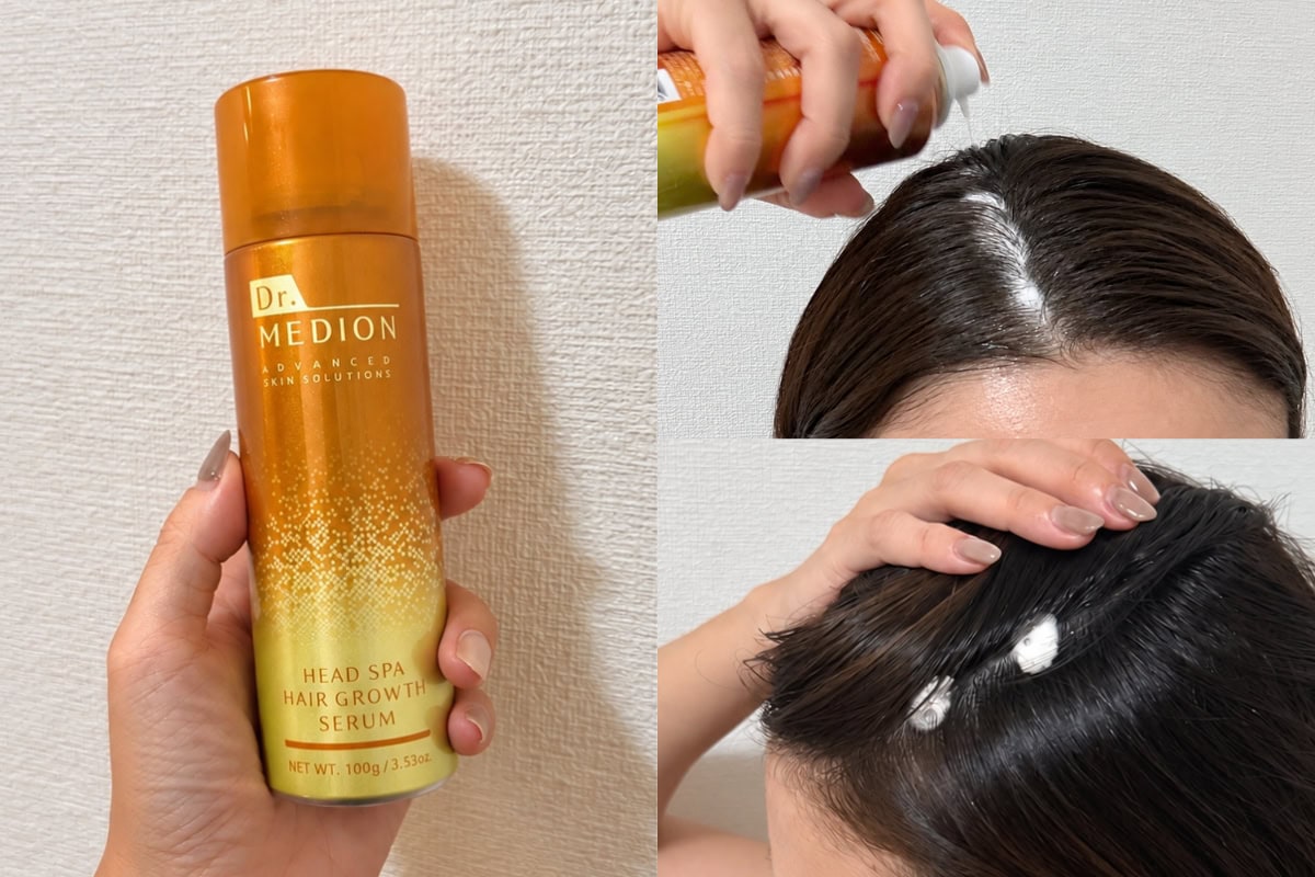 爽やかな香りが爽快なので、起きたてに使うと自然と目が覚めます！噴射具合も気持ちよく、朝晩どちらにも心地よく使えて病みつき！ヘッドスパ ヘアグロースセラム 100g ¥9,900（ドクター メディオン）